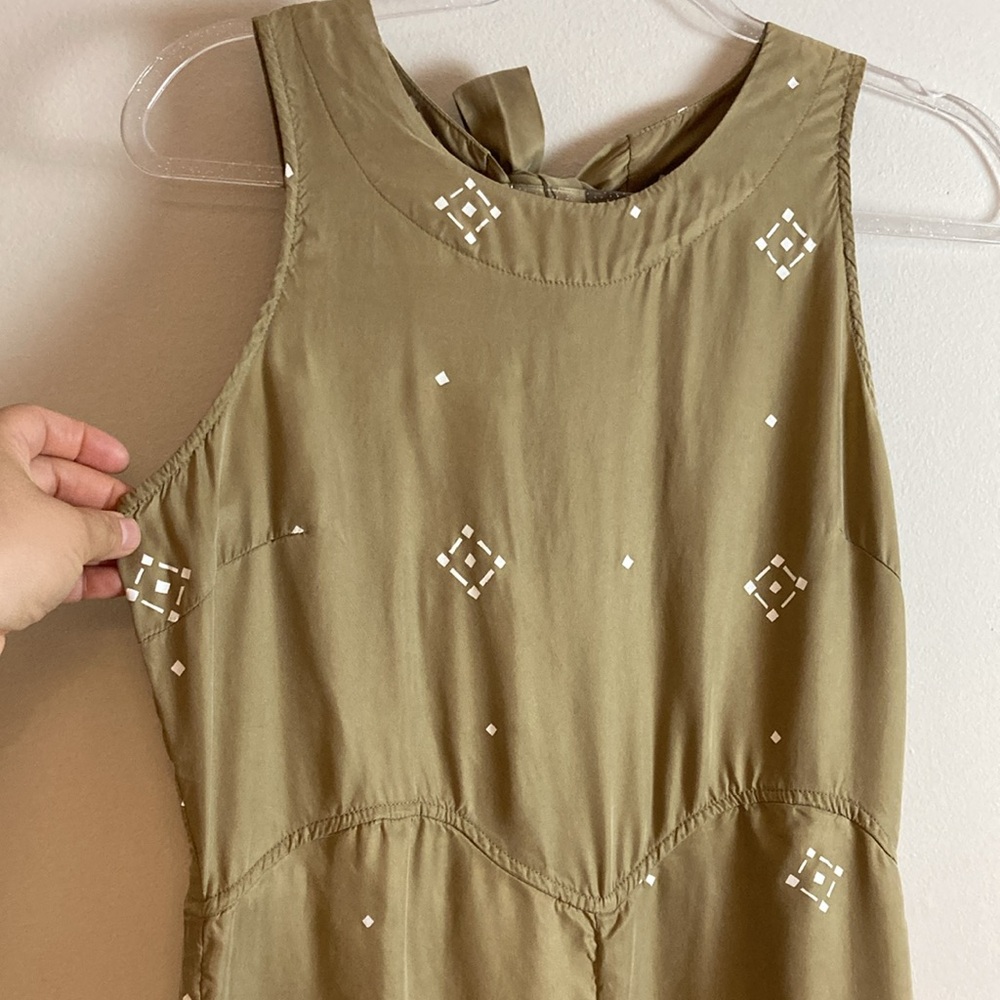 Anthropologie Sancia Carmela Wide-Leg Jumpsuit. Size: S. Tan & White - Picture 10 of 13